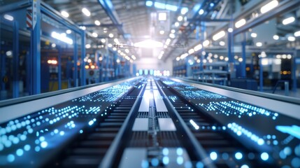Fototapeta premium Futuristic Factory Interior with Smart Industry Technology