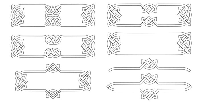 Linear celtic ornamental frames with knots northern Irish motif collection