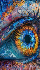 Artistic Eye Mosaic: Vivid Colors and Abstract Patterns