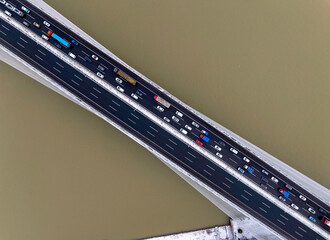Aerial photography of busy transportation operations along the Beijing-Hangzhou Grand Canal in Huai 'an City, Jiangsu Province. This year marks the 10th anniversary of the successful application of th