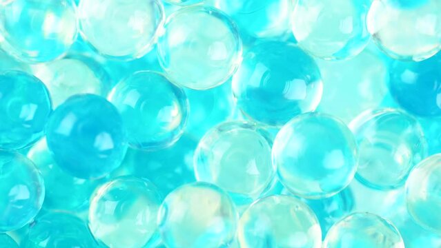 Balls of bubble tea, macro. Blue bubbles