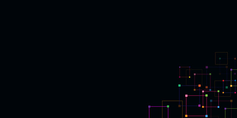 Vectors Digital technology and science background, Abstract futuristic square shape pattern connection in colorful technology background.