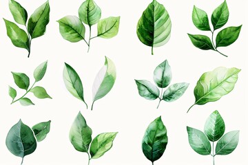 Naklejka premium Vibrant Leaves in Watercolor Style