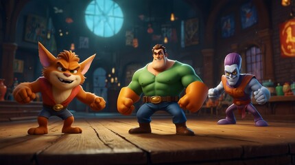 A showdown between iconic cartoon heroes and villains in a high-stakes game of tag ai_generated