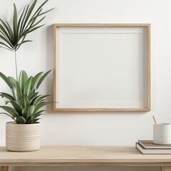 Blank frame for mockup,Clean Modern Mantel Decor, modern style.