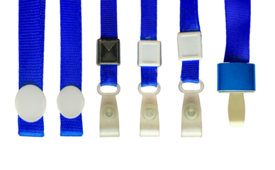  Set fo ID Card Lanyard Color Sling png, Name badge on a string isolated on white background, Blank colored lanyard for name card mockup set, side view