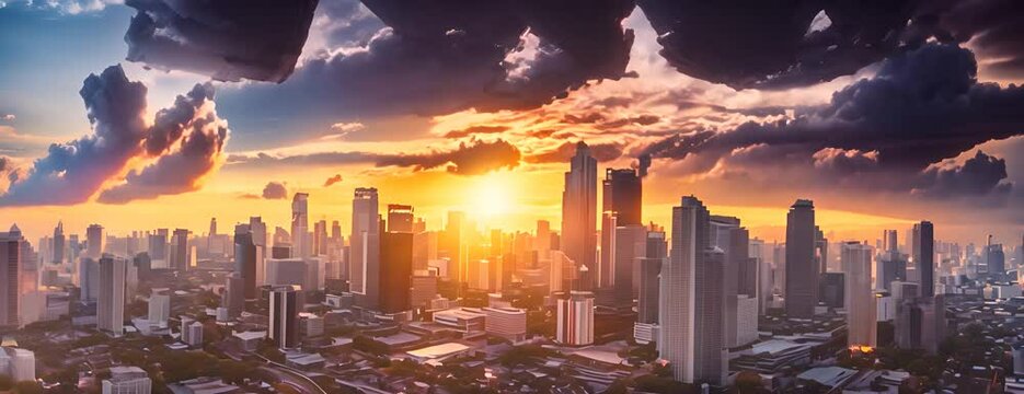Modern cityscape with skyscrapers, Makati, Manila, Philippines 4K Video