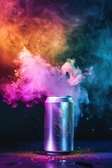 spray can spraying colorful rainbow paint liquid color splash explosion