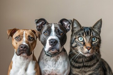 Three Dogs and a Cat Strike Posed Adorableness