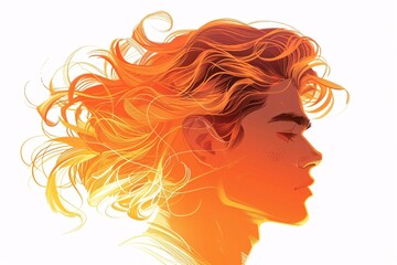 Animated Portrait of a Person with Fire Hair and Waves of Flame