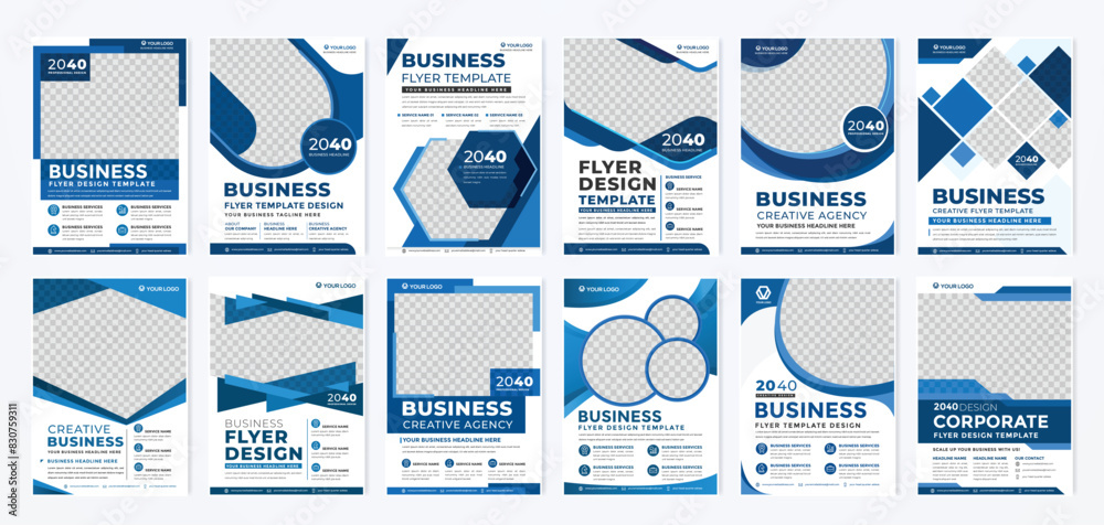 Sticker set of business flyer template design with abstract concept and minimalist layout