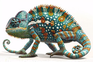 Obraz premium Vividly Colored Chameleon Sculpture