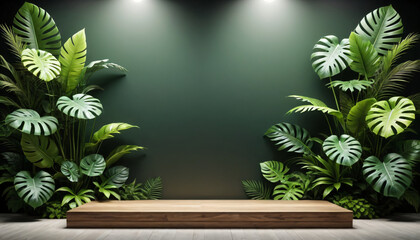 Podium for product tropical decorated