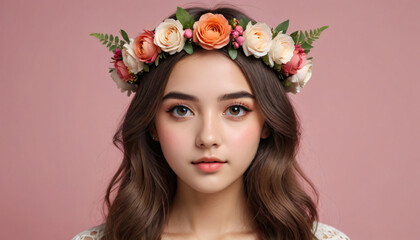 Girl wear flower crown