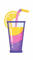 Refreshing Lemonade in a Glass with Straw and Lemon Slice