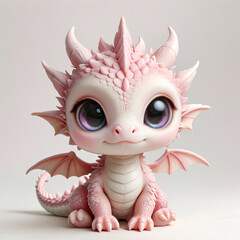 Pink dragon on white background