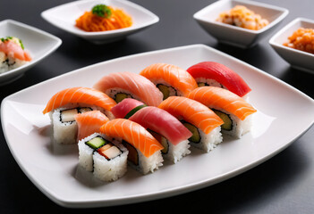 Sushi in white dish