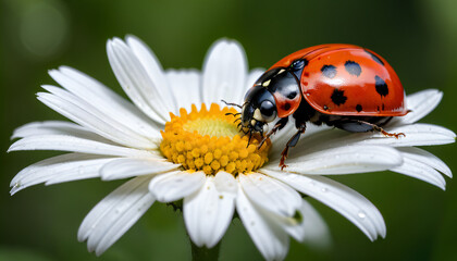 Ladybug on white flower