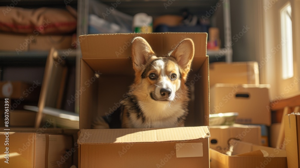 Poster The Cute Dog in Box