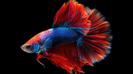 Fototapeta premium Multi color Siamese fighting fish(Rosetail)(halfmoon),fighting fish,Betta splendens,on nature background with clipping path AI generated
