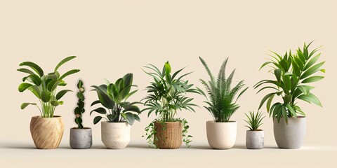 An Array of Potted Plants Showcasing Various Species and Pot Styles