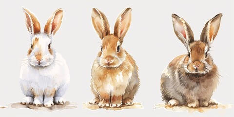 Fototapeta premium Elegant Easter Escape: A Trio of Rabbits