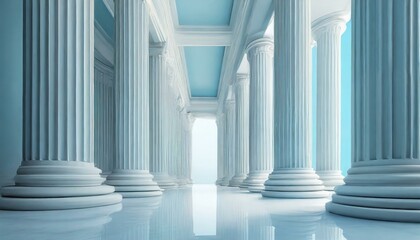Beautiful airy widescreen minimalistic white and light blue architectural background banner