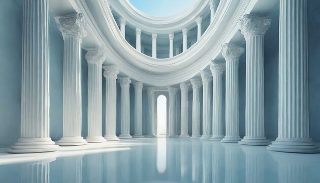 Beautiful airy widescreen minimalistic white and light blue architectural background banner