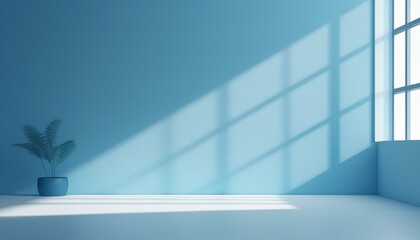 Minimal abstract simple light blue background for product presentation. Shadow and light