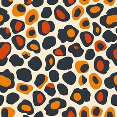 Obraz premium Animal leopard background. Print leopard comprises a dense array of irregular, abstract shapes characteristic of a leopard's spots, varying in sizes
