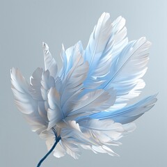 Naklejka premium Stylized Peacock Feather with a Blue Hue