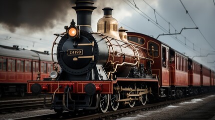 Obraz premium A Steam Train Chugging Through a Snow Covered Forest