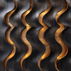 Fototapeta premium Abstract Art in Brown and Gold Tones with Curved Shapes