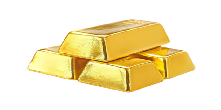Golden bars ingot stack that high value in business market isolated white on background