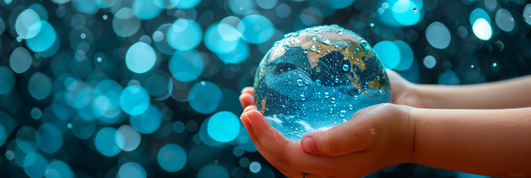 Image of an earth-like sphere that is filled with water and returns to the sea..