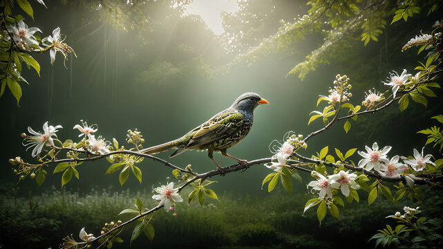 AI image generate resting bird