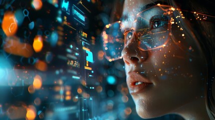 A consultant brainstorming with a team, close up, collaborative planning theme, futuristic, manipulation, innovation lab backdrop