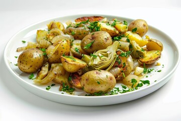 Aromatic Artichoke, Onion, and Potato Hash with Freshly Chopped Parsley