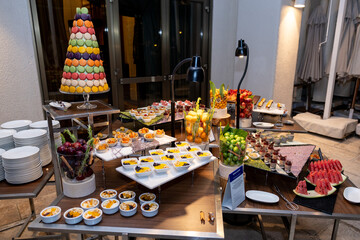 The delicious dessert presentation of the luxury restaurant.