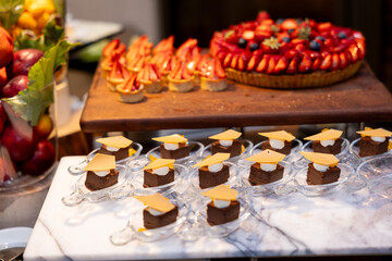 The delicious dessert presentation of the luxury restaurant.