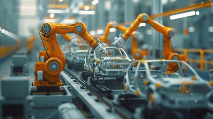 Fototapeta premium Assembly of the Car in the Automotive Industry