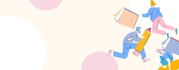 World Book Day Reading Character Flat Vector Concept Operation Hand Drawn Illustration
