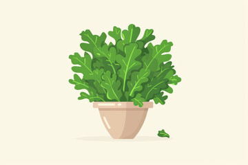 Lush Green Potted Plant Illustration on Light Background