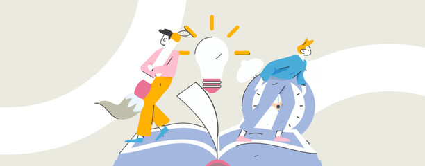 World Book Day Reading Character Flat Vector Concept Operation Hand Drawn Illustration
