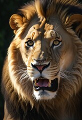 observing lion, ready to hunt