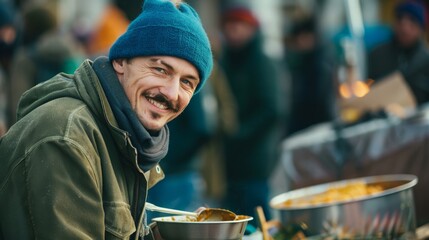 The man enjoying street food