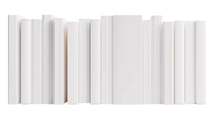 Mockup of isolated book spines with blank cover on a transparent background. Set of new modern white book in side view. Volume 1.