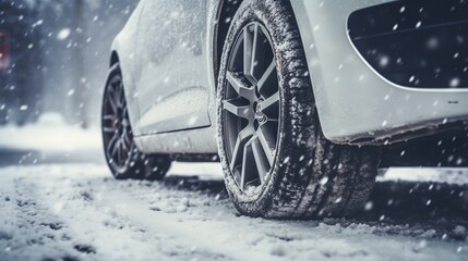 Elegance Car in the Hush of the Snowy Winter