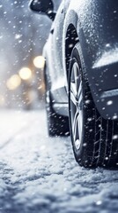 Elegance Car in the Hush of the Snowy Winter