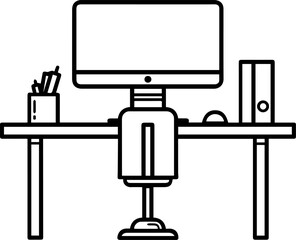 Desk table computer icon line style